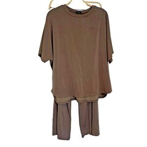 Sampeel Women's Soft Two Piece Oversized Lounge Set‎ Medium Coffee Beige Soft